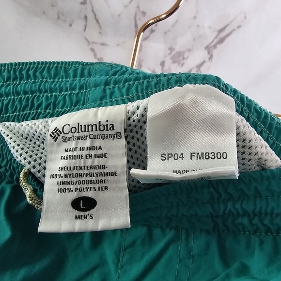 Columbia Swim Trunks Mens Large Blue Green Board Shorts Packable Lined Mesh - Picture 3 of 11